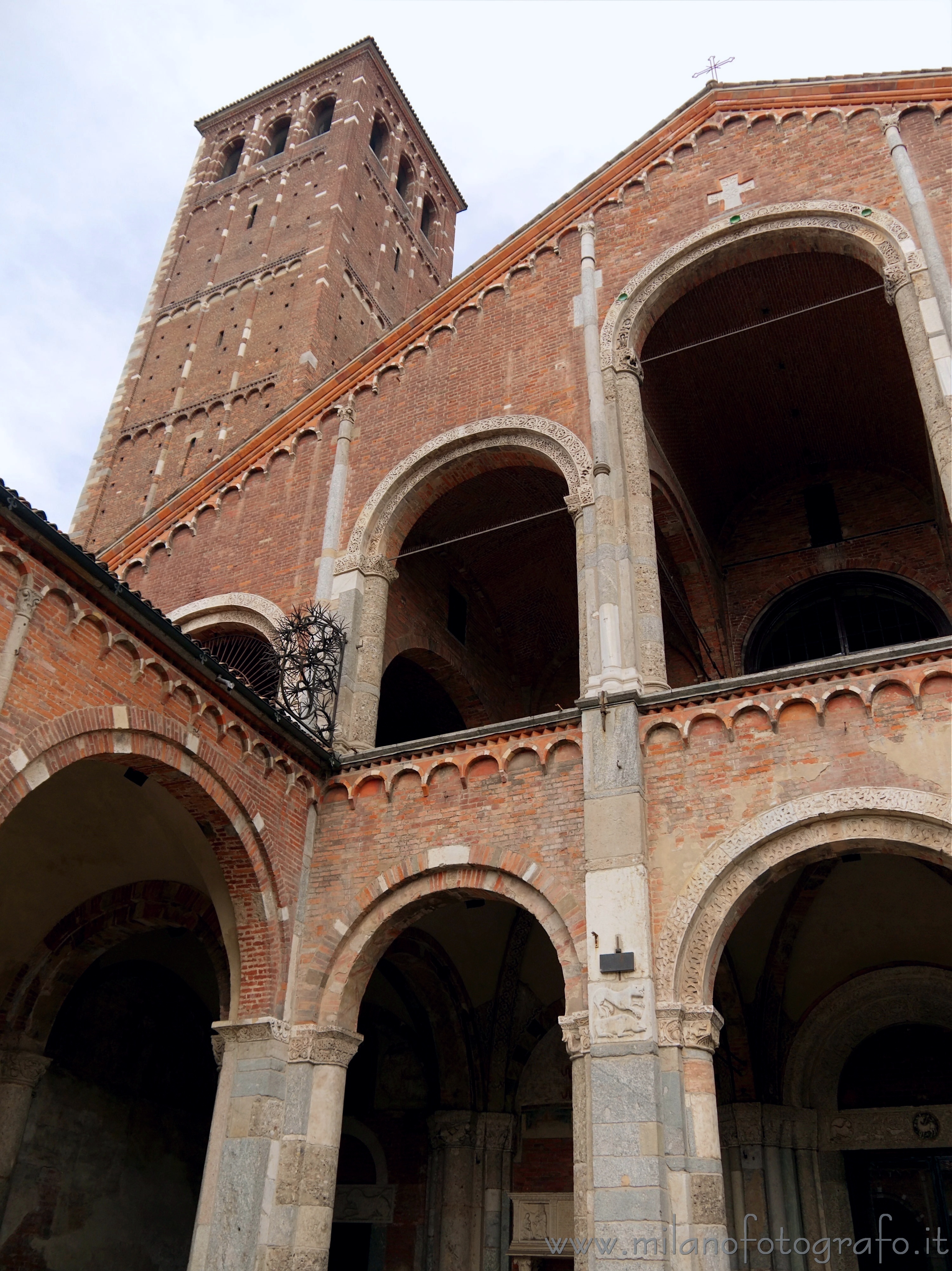 Milan (Italy): Detail of the facade of Sant Ambrogio - Milan (Italy)