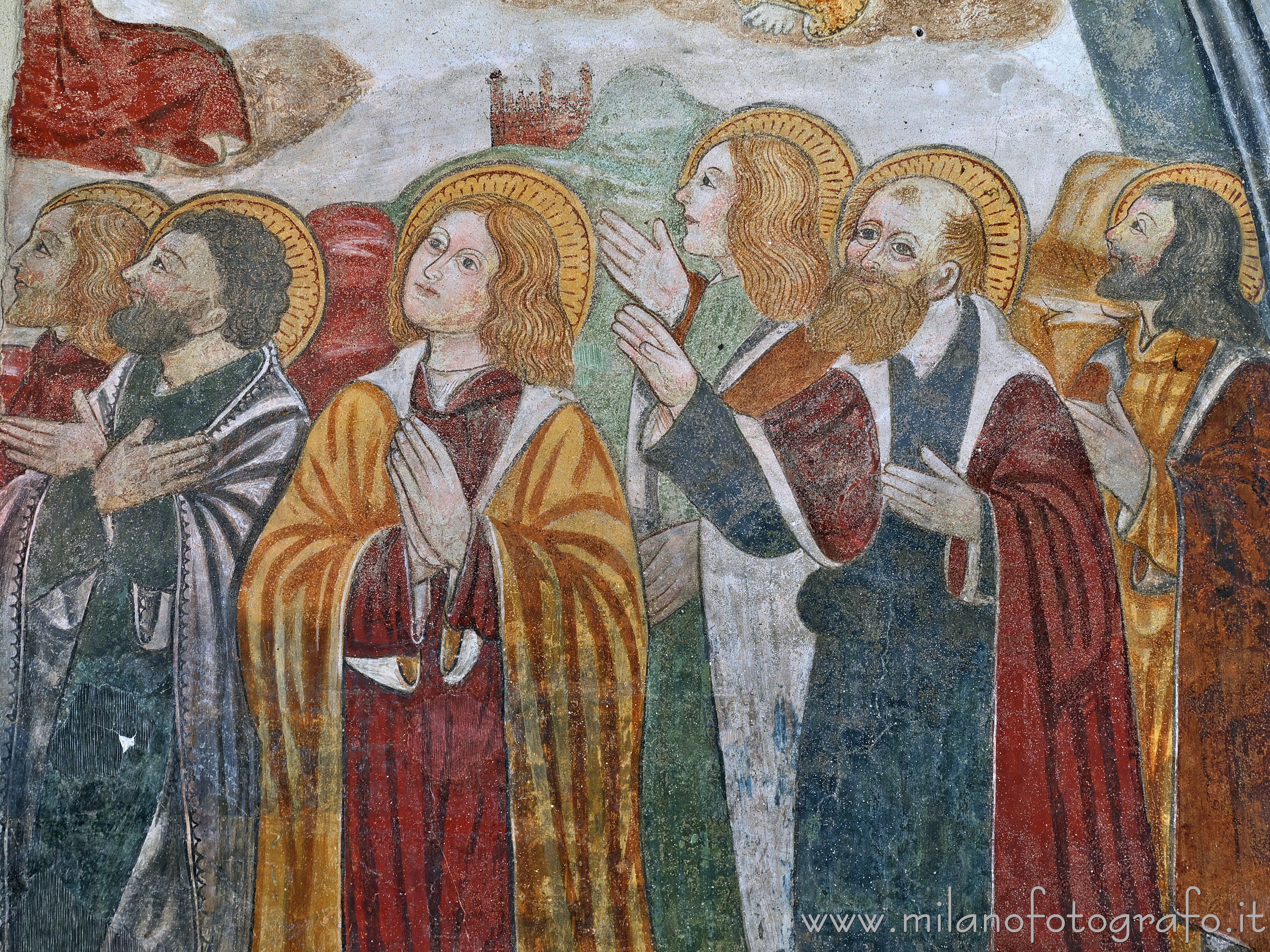 Cossato (Biella, Italy): Detail of the fresco of the Annunciation in the Church of San Pietro - Cossato (Biella, Italy) Cossato (Biella, Italy): Detail of the fresco of the Annunciation in the Church of San Pietro - Cossato (Biella, Italy)