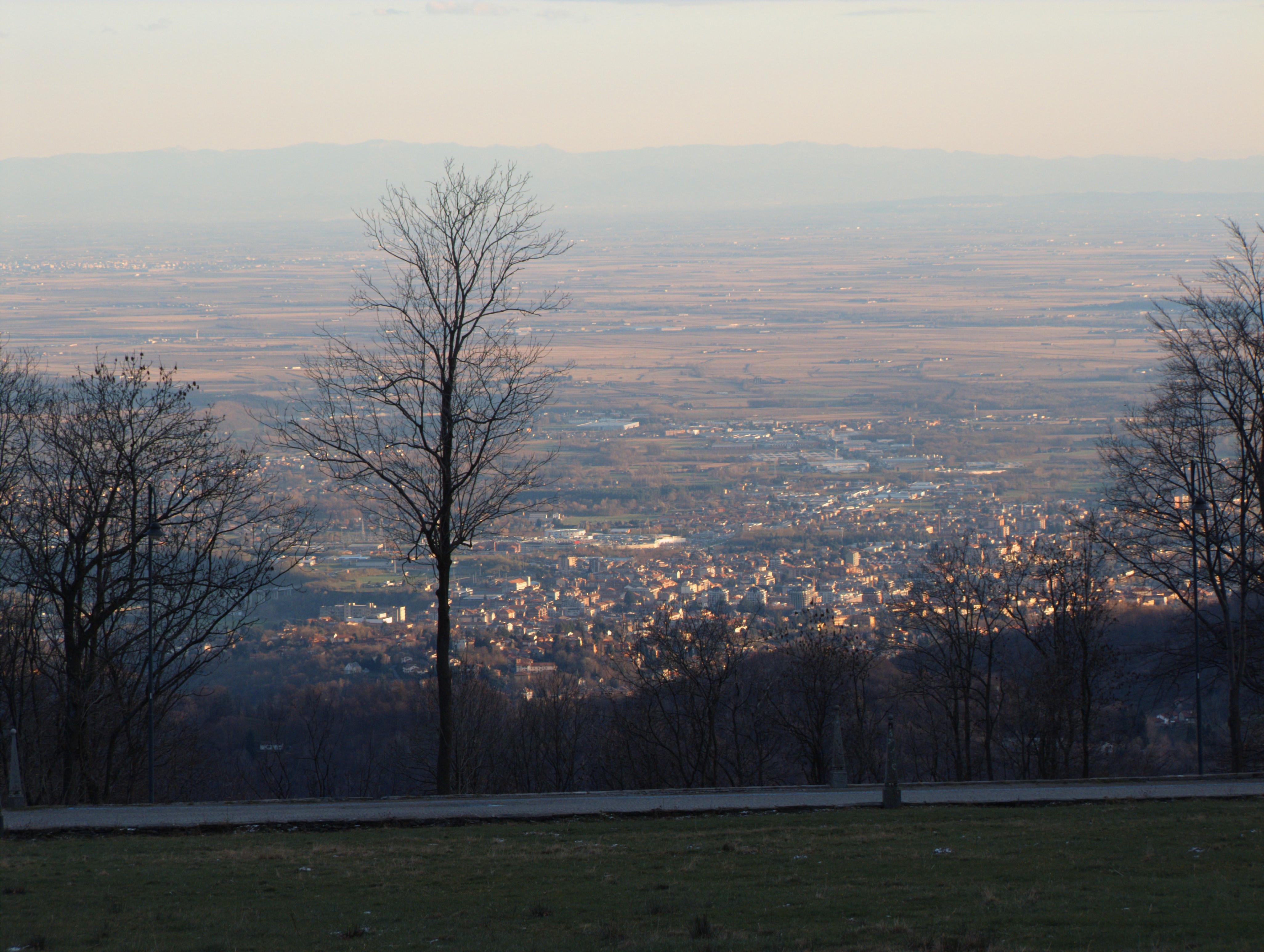 Biella (Italy): View on the plane from the Oropa Sanctuary of Oropa - Biella (Italy)