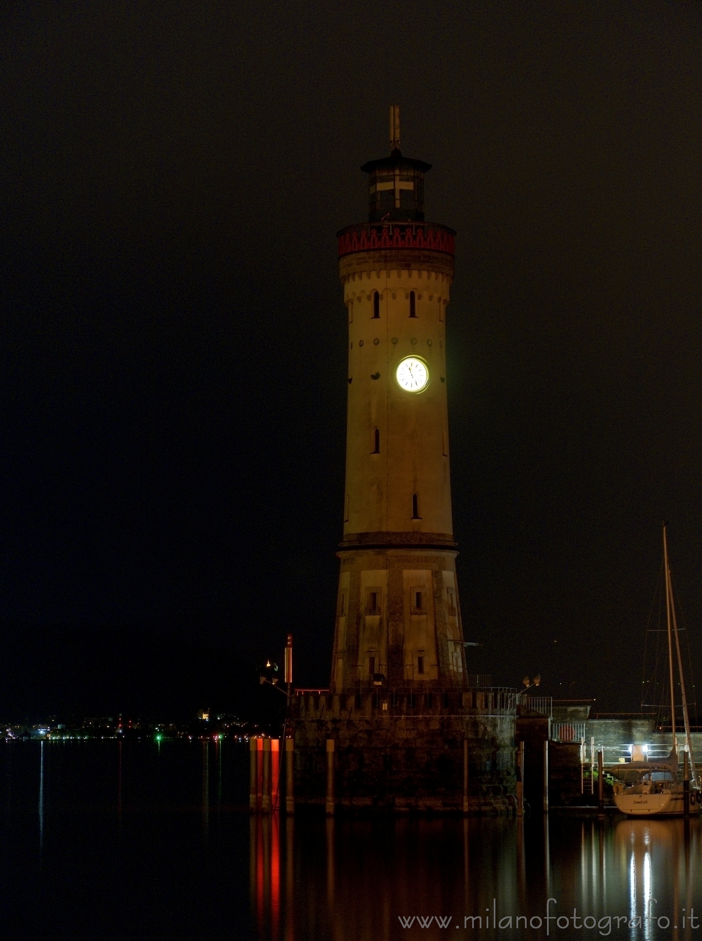 Lindau (Lake Constance, Germany): Lighttower by night - Lindau (Lake Constance, Germany)