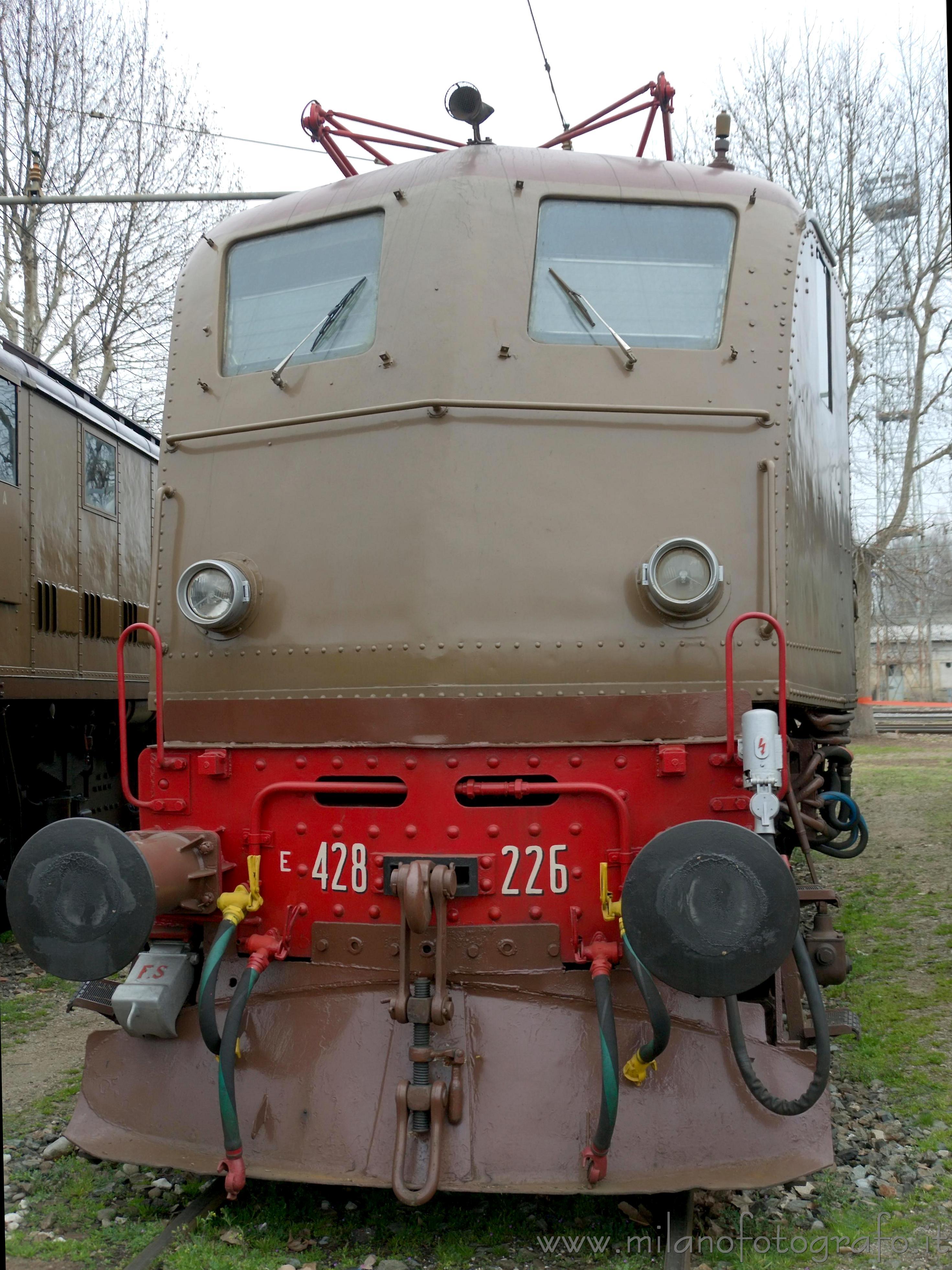 Milan (Italy): Front of an historical electric locomotive - Milan (Italy) Milan (Italy): Front of an historical electric locomotive - Milan (Italy)