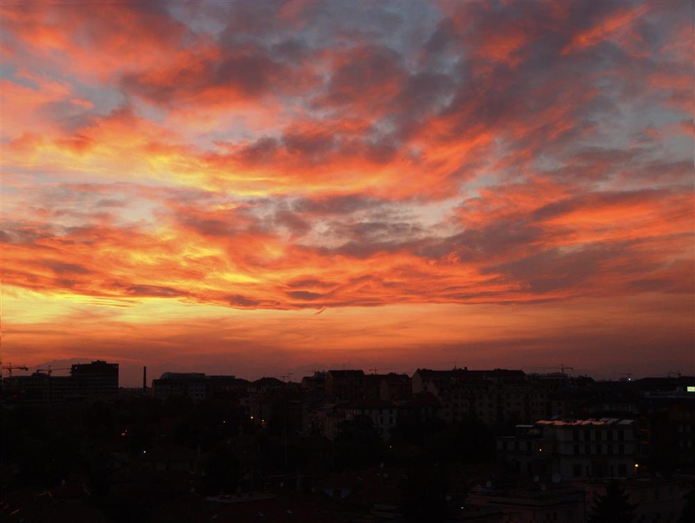 Milan (Italy) - Sunset full of colors above Milan