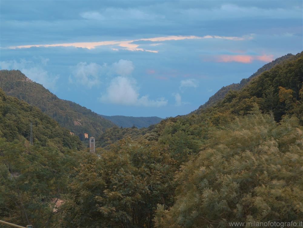 Valmosca fraction of Campiglia Cervo (Biella, Italy) - The valley with dark clouds in the background after sunset