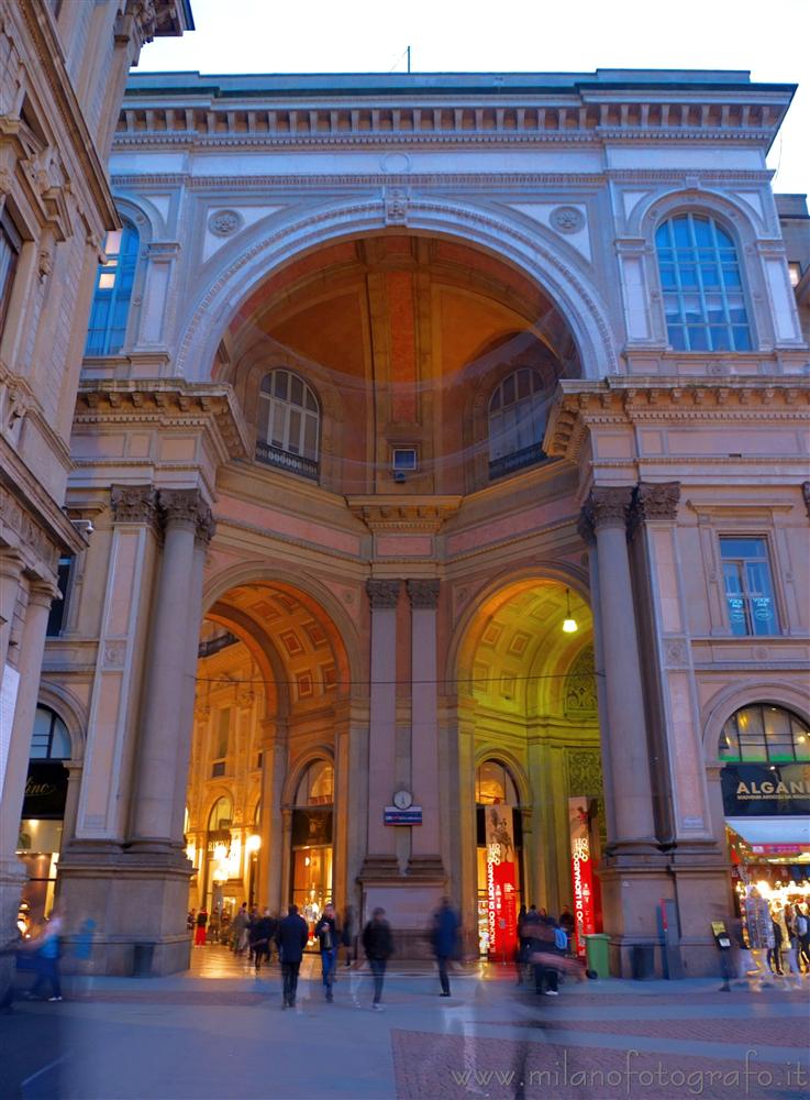 Milan (Italy) - Entrance of the Vittorio Emanuele Gallery from Scala square