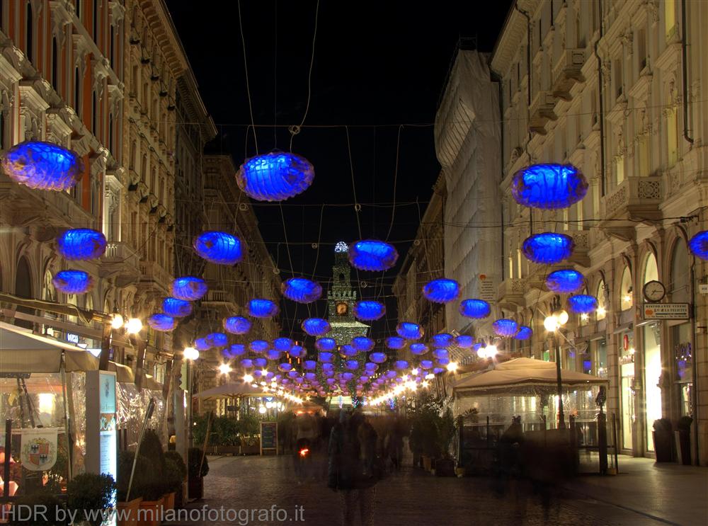 Milan (Italy) - Christmas decorations in Dante street