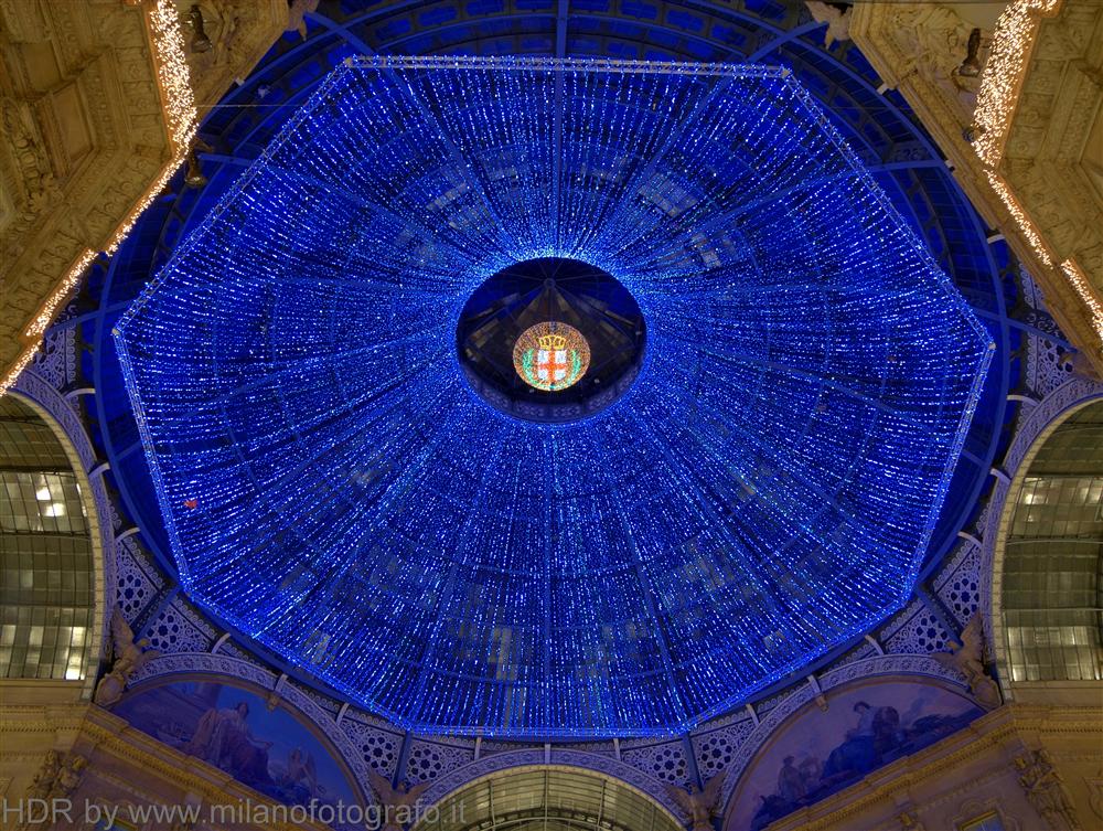 Milan (Italy) - Dome of the Galleria with Christmas lightings