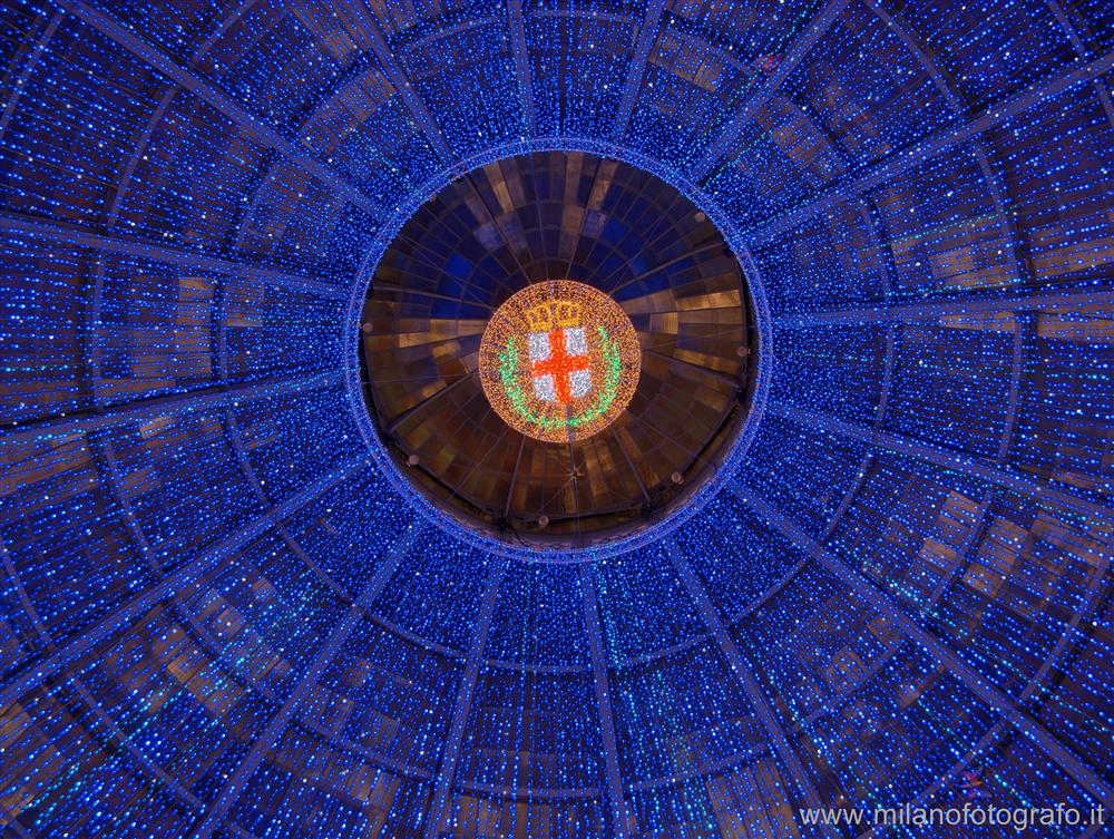 Milan (Italy) - The dome of the Galleria Vittorio Emanuele decorated for Christmas