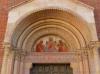 Milan (Italy): Decorations above the entrance of the Basilica of Sant Eustorgio