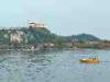 Arona (Novara, Italy): The Lake Maggiore and the fortess of Angera seen from Arona