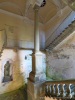 Biella (Italy): Stairway in the upper courtyard of the Sanctuary of Oropa with the mysterious statue of Saint Stephen