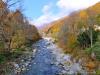 Campiglia Cervo (Biella, Italy): Autumn view of the Cervo river from the old bridge looking upstream