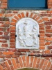Milan (Italy): Coat of arms of the Pusterla family above the park side entrance of the Macconago Castle