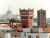 Milano: Duomo, tower of the Cova Castle and main bell tower of the Basilica of Sant'Ambrogio