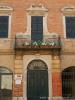 Recanati (Macerata, Italy): Baroque balcony and entrance