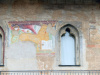 Romano di Lombardia (Bergamo, Italy): Fresco of the lion of San Marco in the court of the fortess