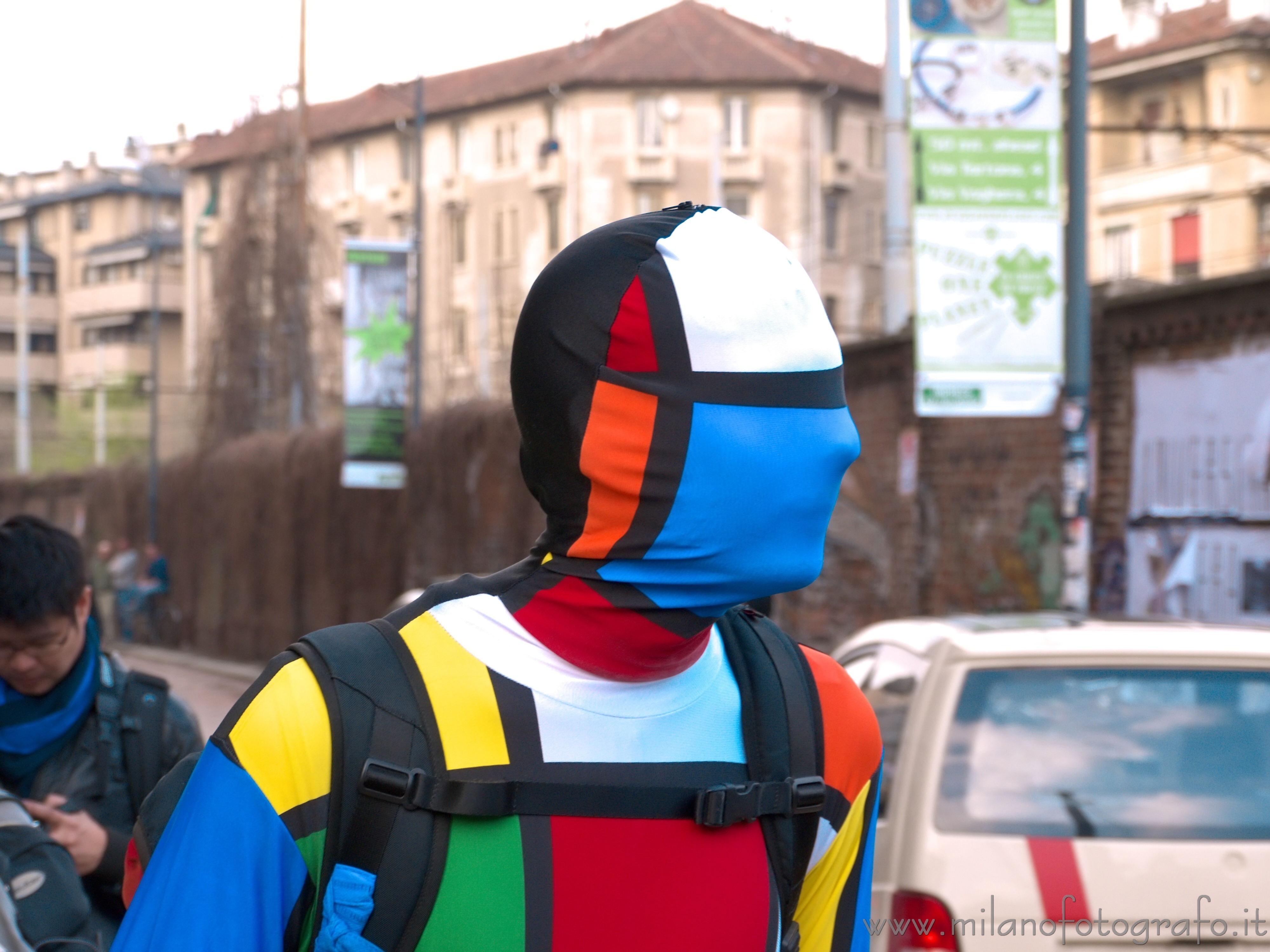 Milan (Italy): Advertising man Mondrian style at Fuorisalone 2013 - Milan (Italy)