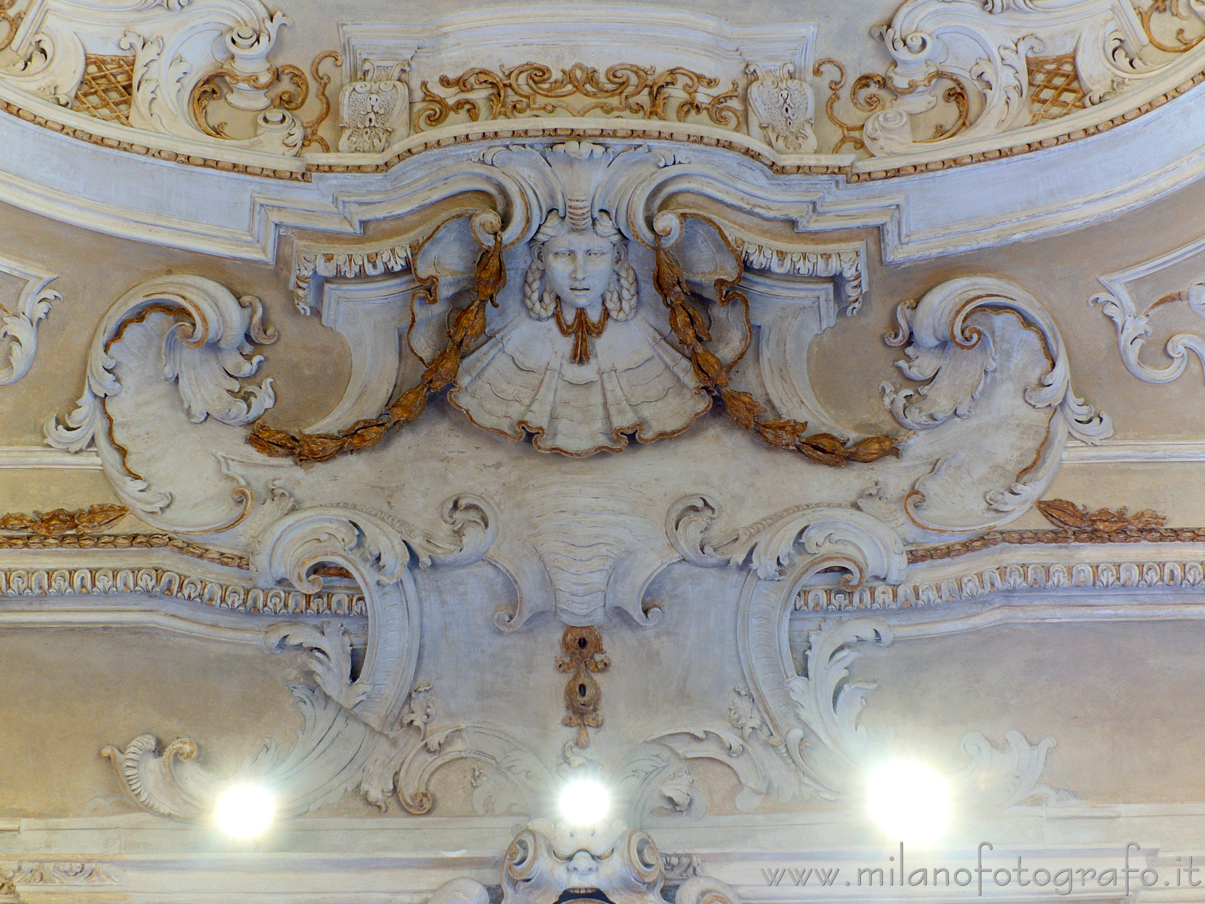 Arcore (Monza e Brianza, Italy): Gilded stucco decorations in the oval hall of Villa Borromeo d'Adda - Arcore (Monza e Brianza, Italy)