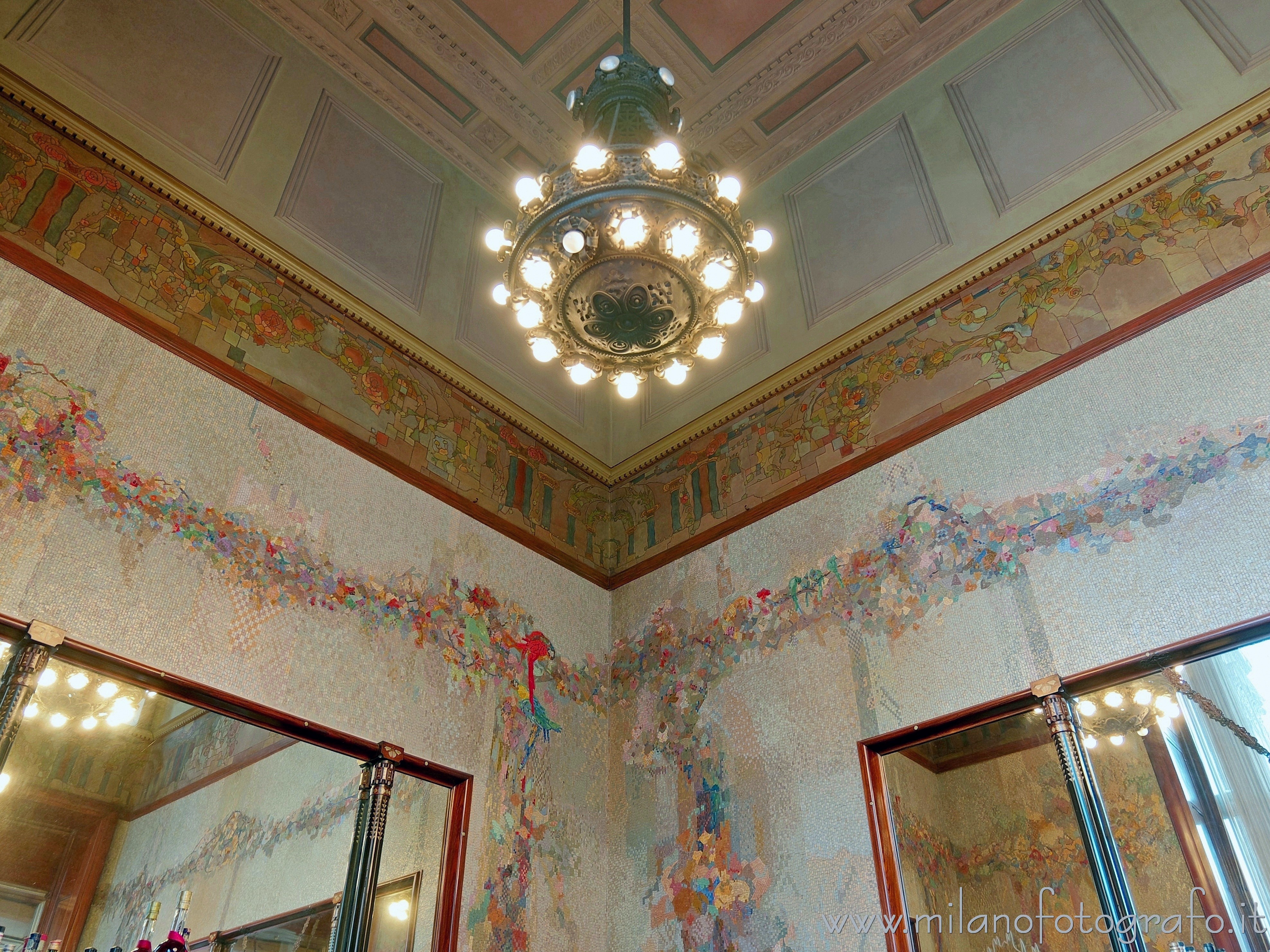 Milan (Italy): Walls of the Camparino Bar decorated with art nouveau mosaics  by Angelo d'Andrea - Milan (Italy)