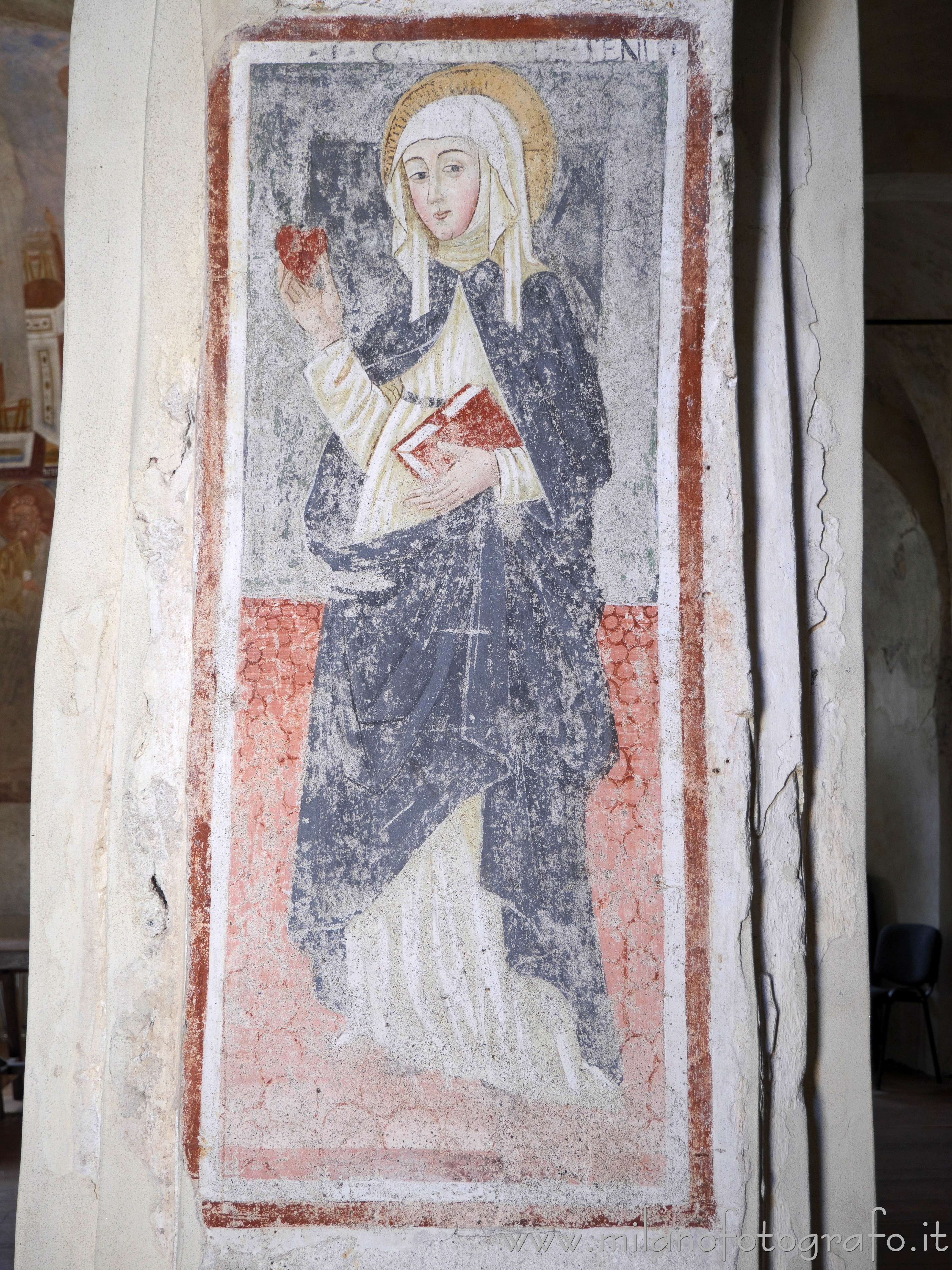 Carpignano Sesia (Novara, Italy): Fresco of St. Caterina from Siena in St. Peter's Church - Carpignano Sesia (Novara, Italy)