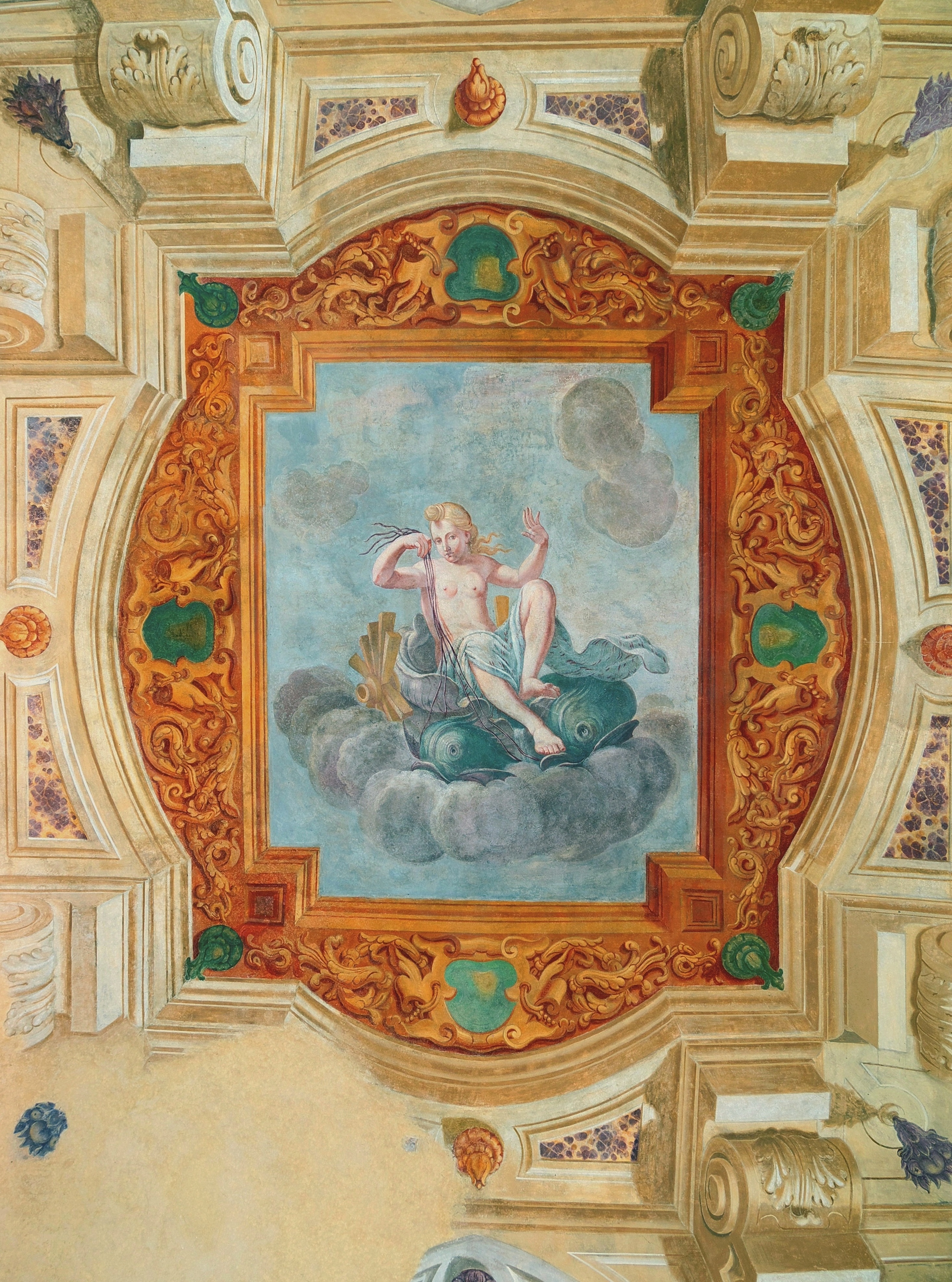 Cavernago (Bergamo, Italy): Trompe l'oeil ceiling of one of the rooms of the Castle of Cavernago - Cavernago (Bergamo, Italy)