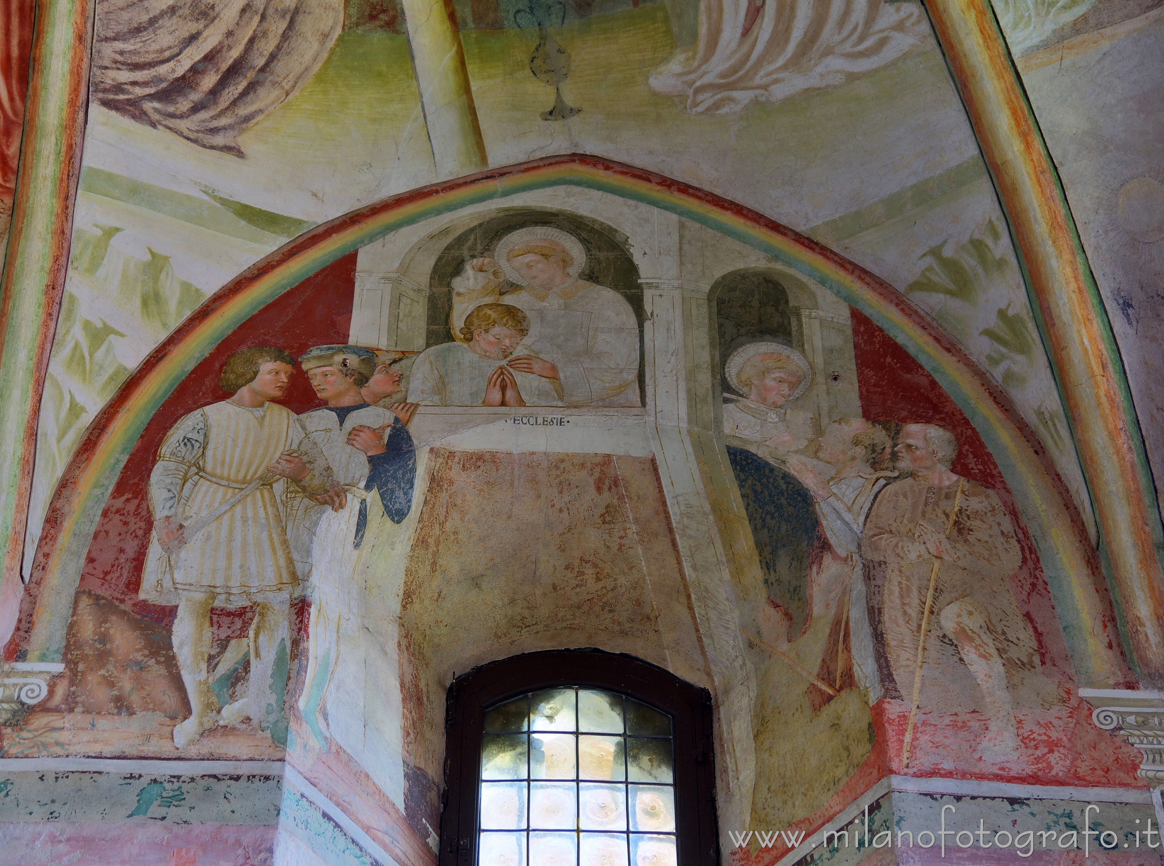 Castiglione Olona (Varese, Italy): Frescoes around a window of the apse of the Collegiate Church of Saints Stephen and Lawrence - Castiglione Olona (Varese, Italy)