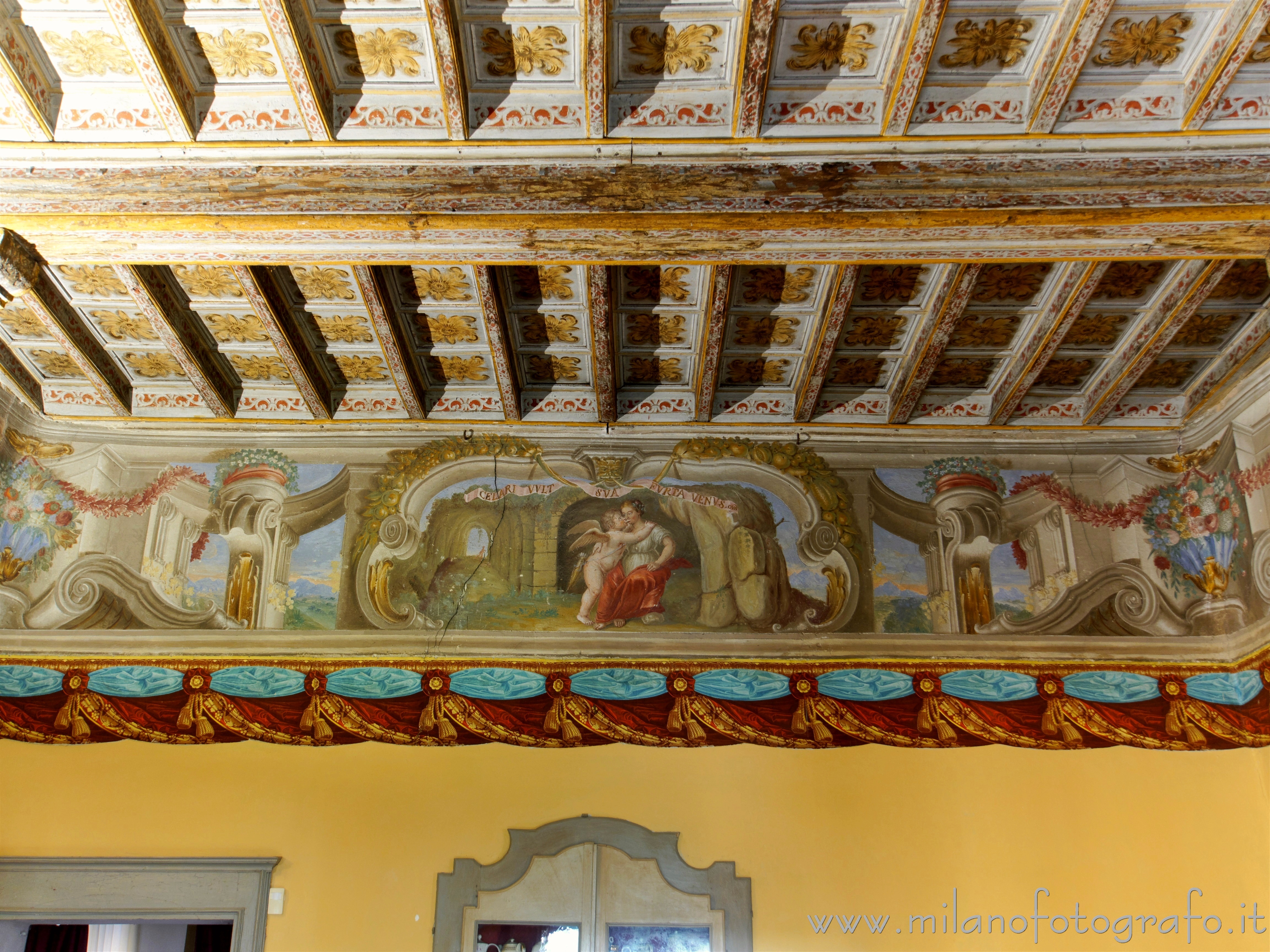 Cossato (Biella, Italy): Baroque decorations in one of the halls of the Castle of Castellengo - Cossato (Biella, Italy)