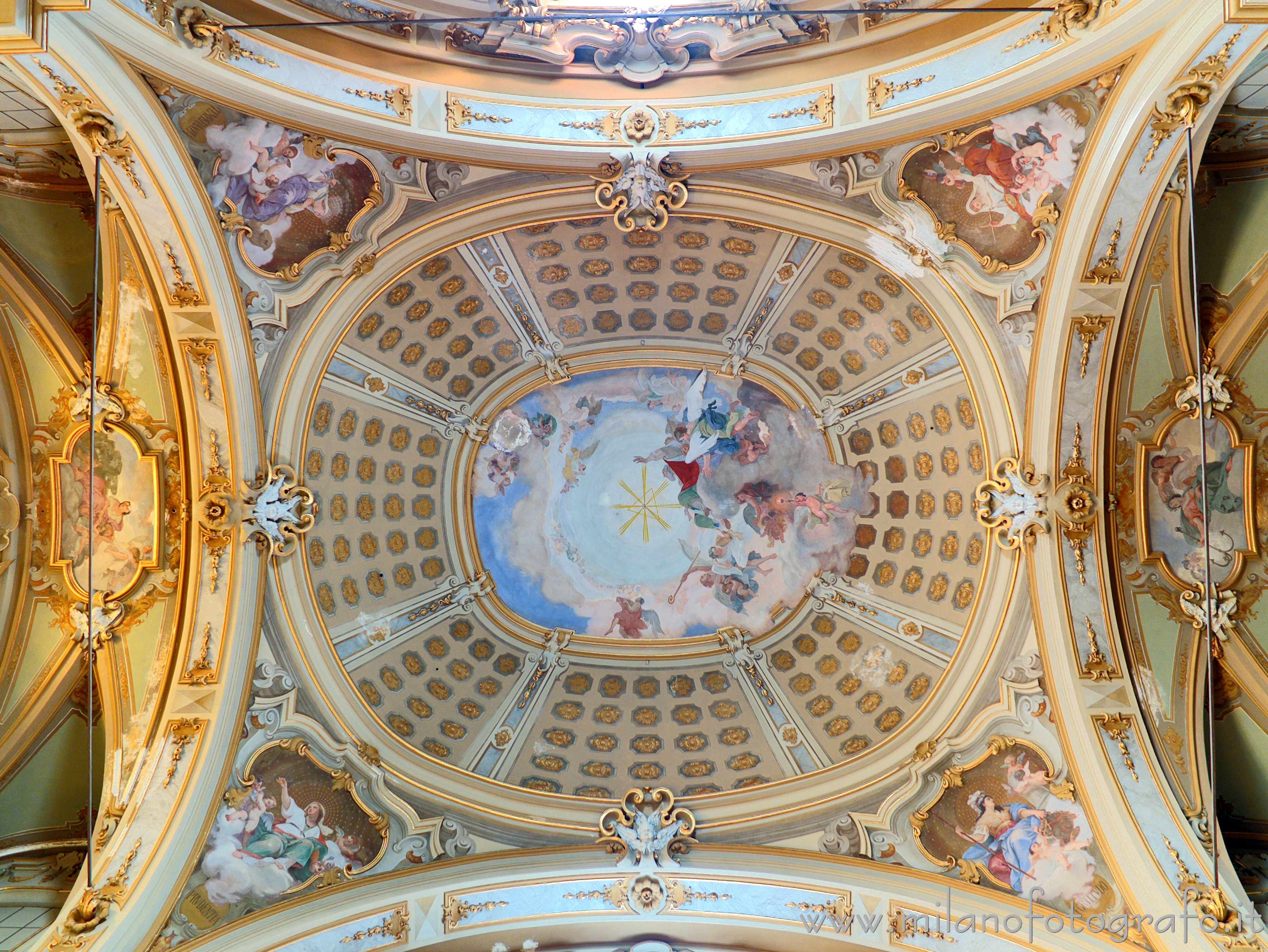 Desio (Milan, Italy): Detail of the ceiling of the Basilica of the Saints Siro and Materno - Desio (Milan, Italy)