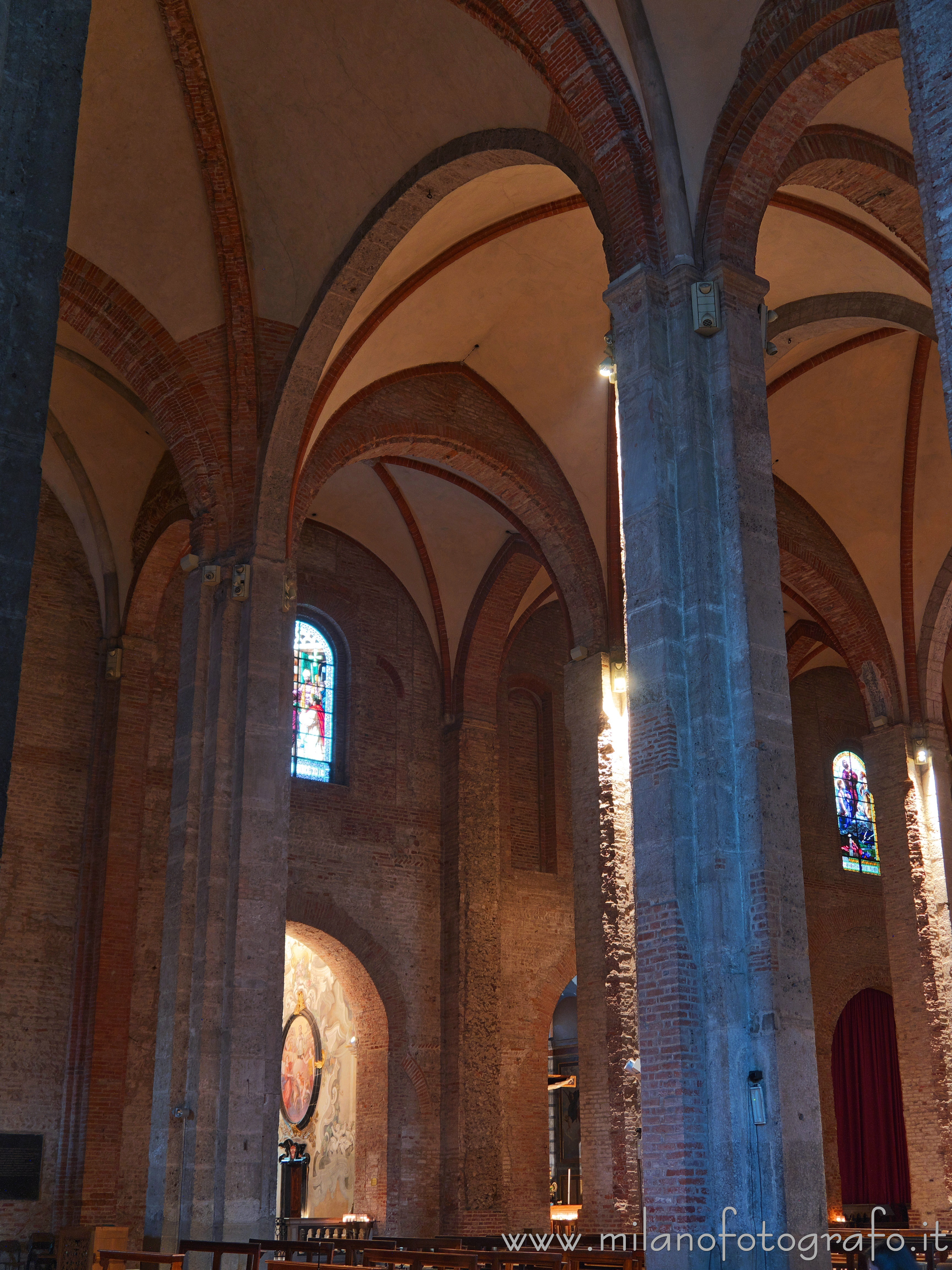Milan (Italy): Arcades light and shadows in the Basilica of San Simpliciano - Milan (Italy)