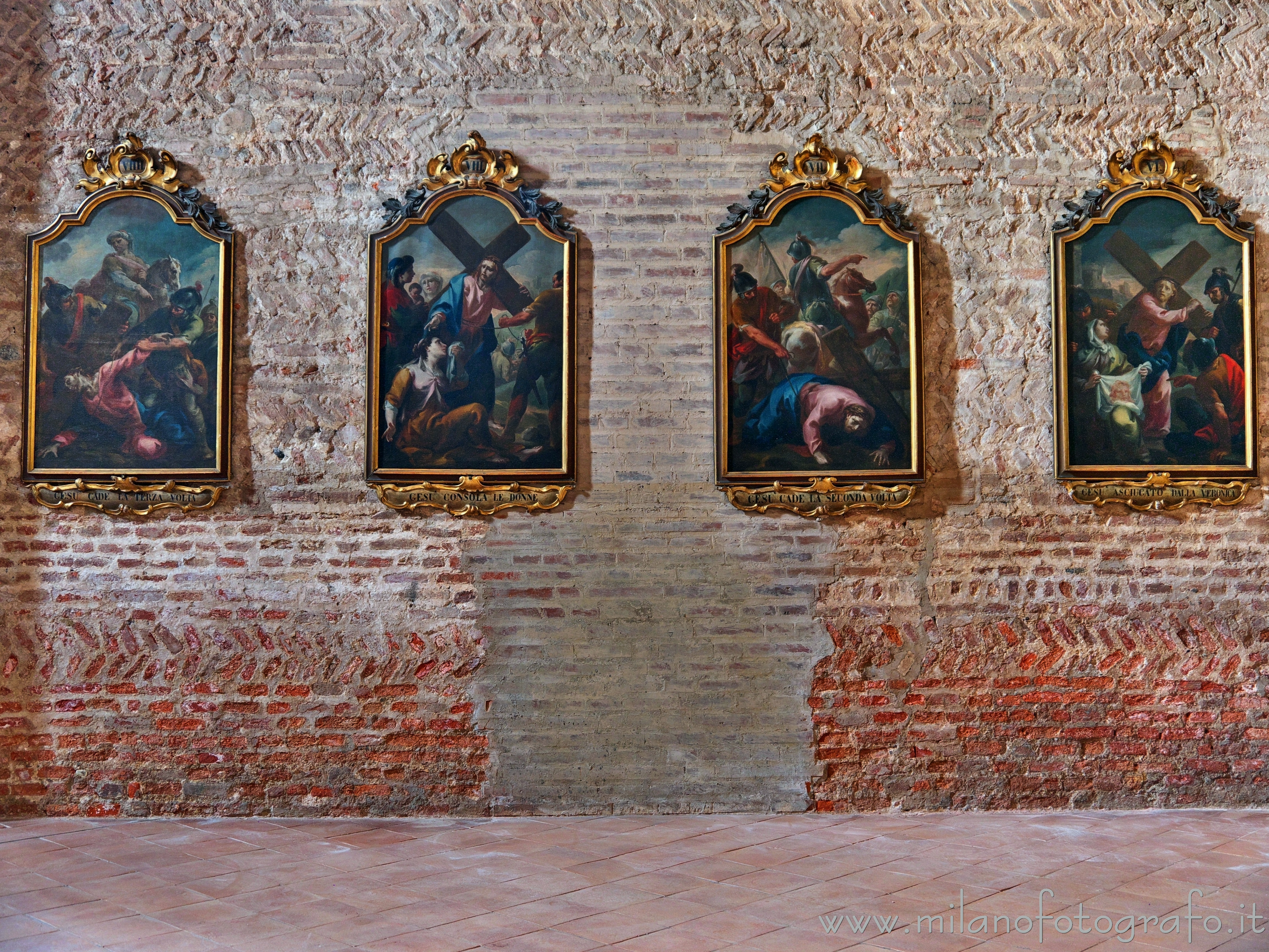 Milan (Italy): Four of the paintings of the baroque via crucis in the Basilica of San Simpliciano - Milan (Italy)