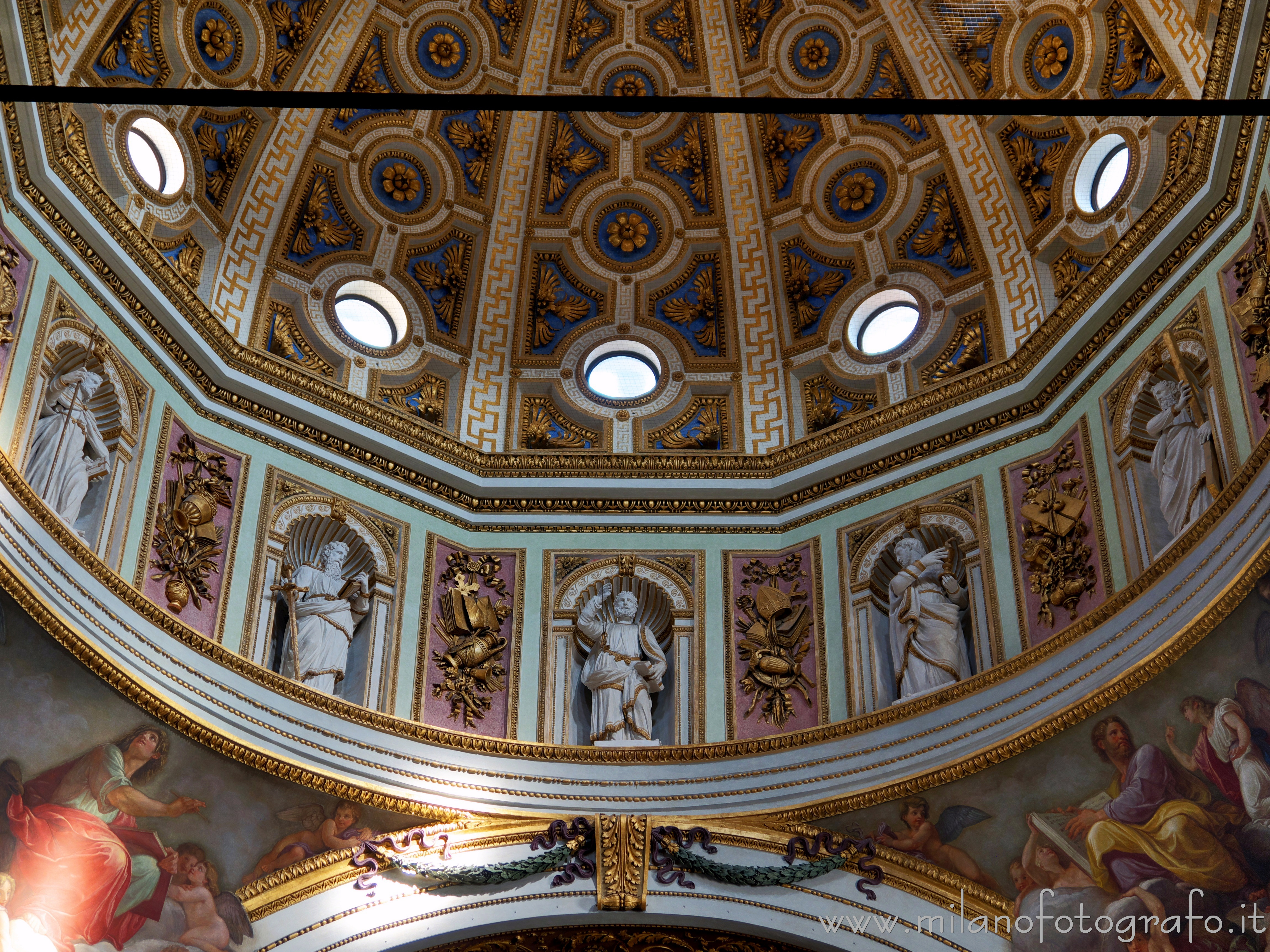 Milan (Italy): Statues of the apostles at the base of the dome of the Church of Santa Maria dei Miracoli - Milan (Italy)