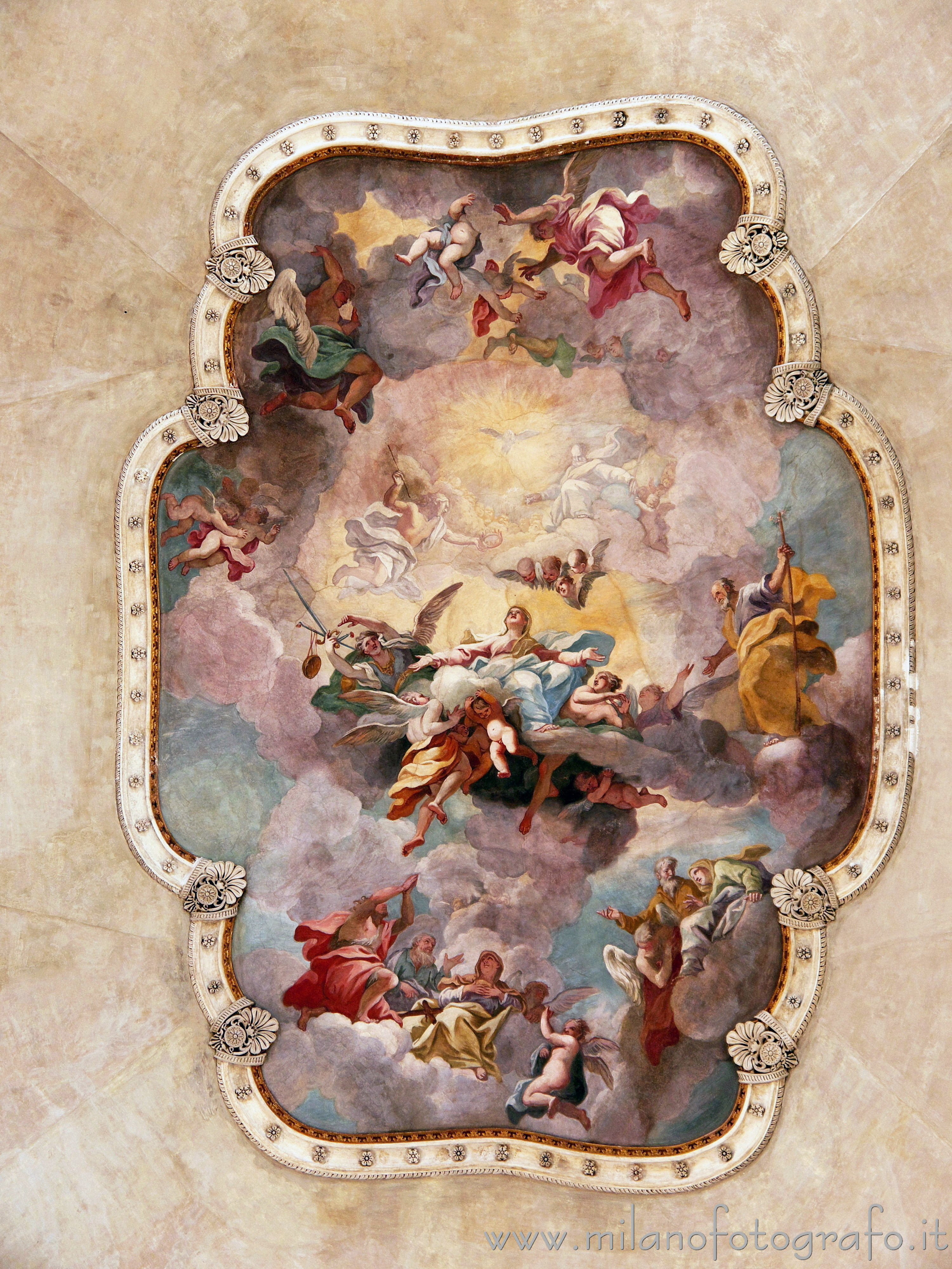 Milan (Italy): Fresco of the Assumption on the ceiling of the Church of Santa Maria della Sanità - Milan (Italy)