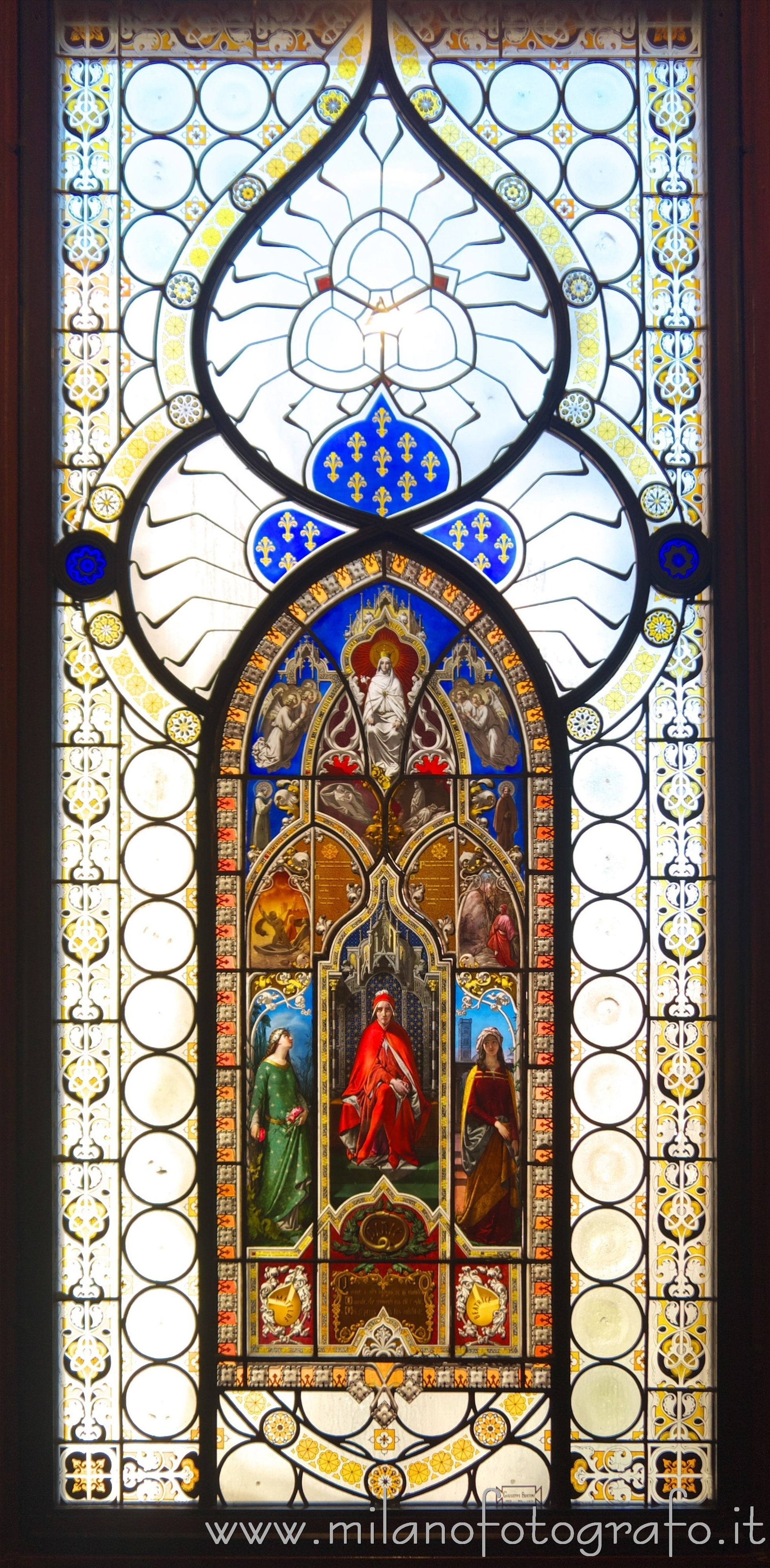 Milan (Italy): Stained glass window Dante's Triumph in the Poldi Pezzoli House Museum - Milan (Italy)