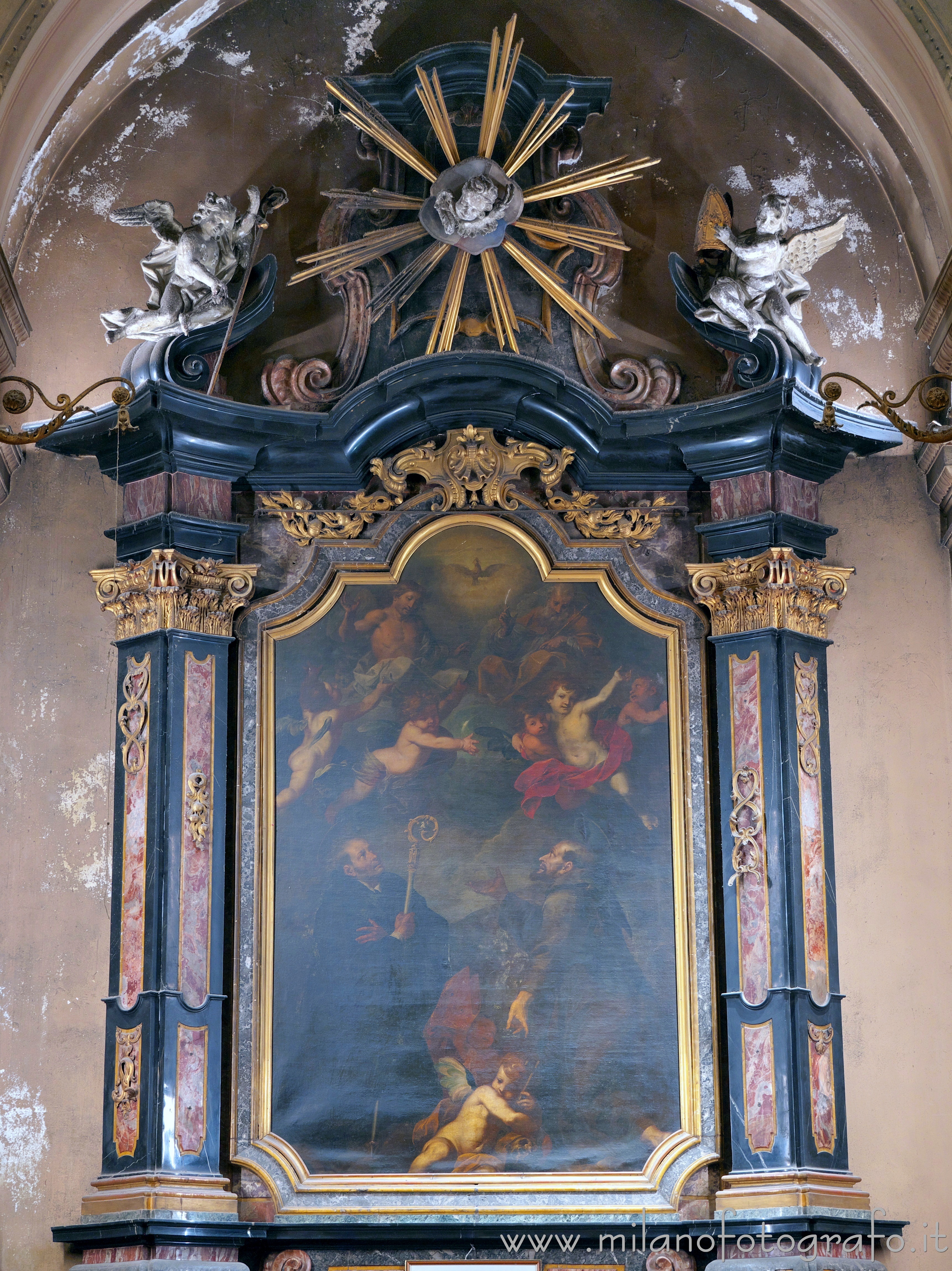 Milan (Italy): San Mauro with St. Francis and angels in the Church of San Pietro Celestino - Milan (Italy)
