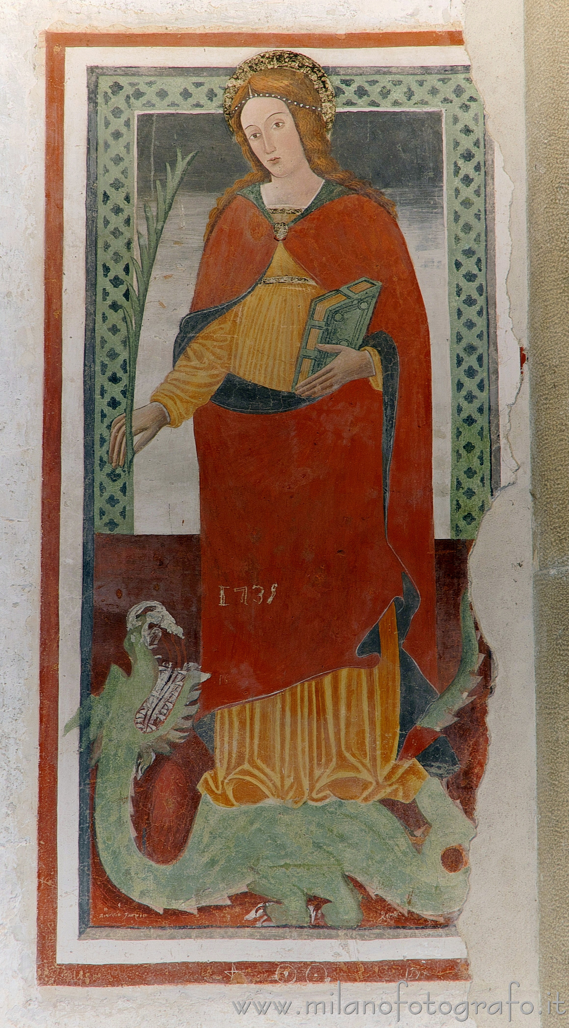 Oggiono (Lecco, Italy): Fresco of St. Euphemia in the Baptistery of San Giovanni Battista - Oggiono (Lecco, Italy)