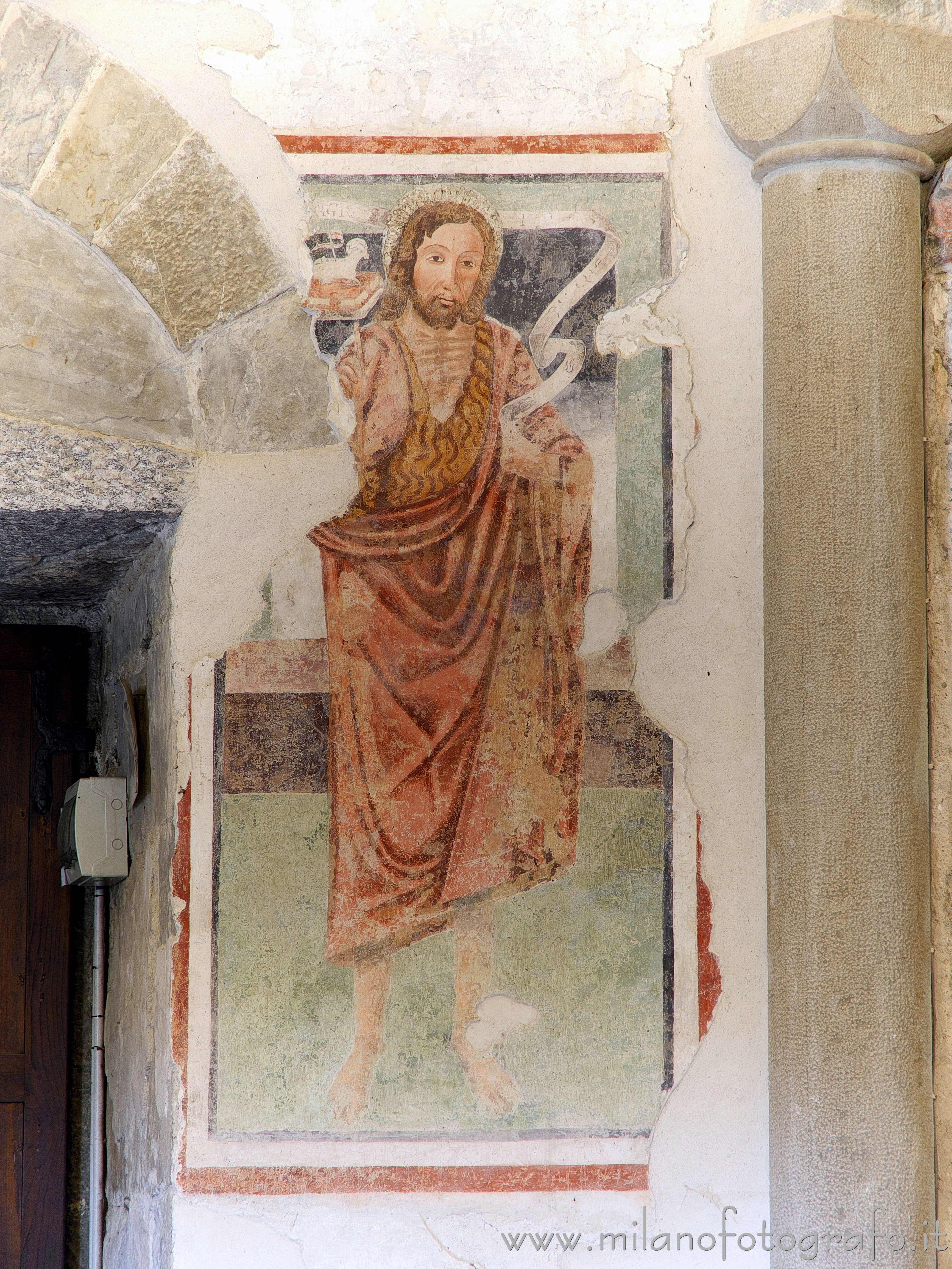 Oggiono (Lecco, Italy): Fresco of the dedicatee saint in the Baptistery of St. John Baptist - Oggiono (Lecco, Italy)