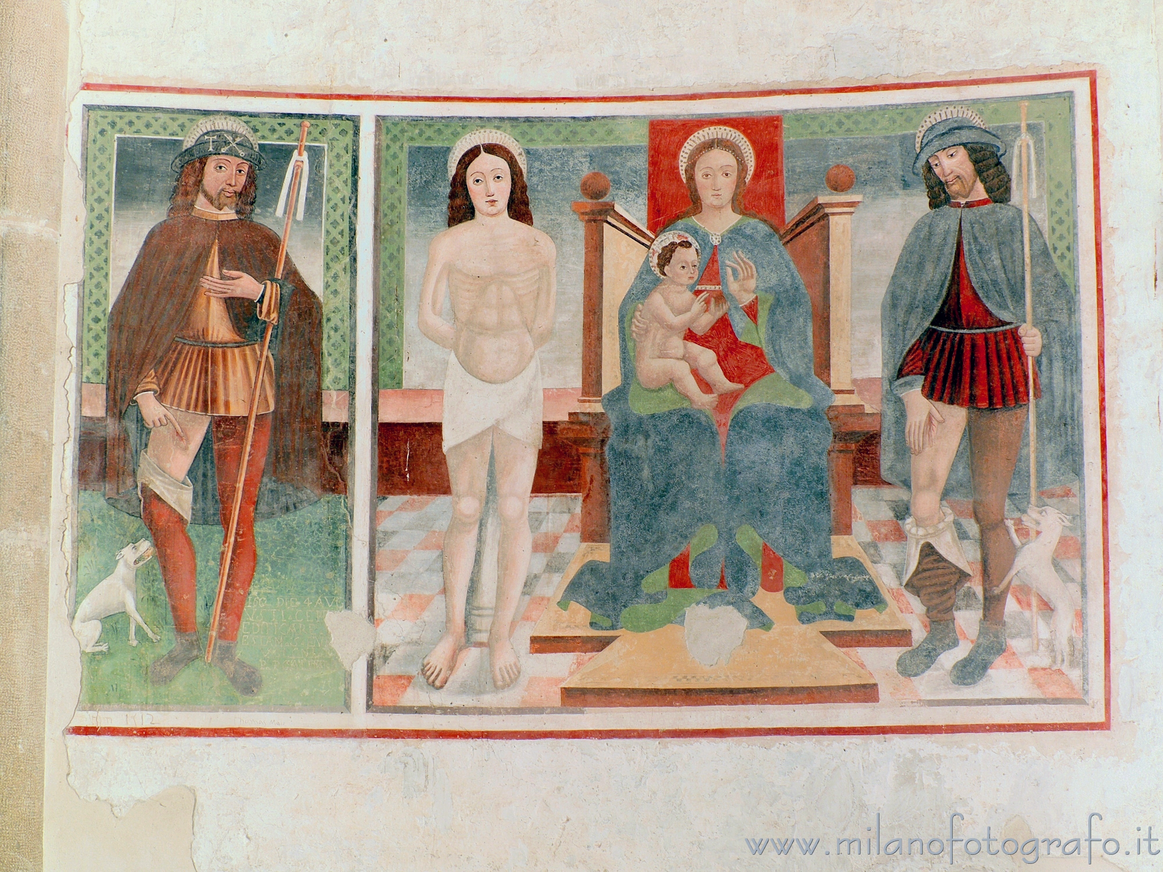 Oggiono (Lecco): Santi Rocco e Sebastiano e Madonna in trono nel Battistero di San Giovanni - Oggiono (Lecco)