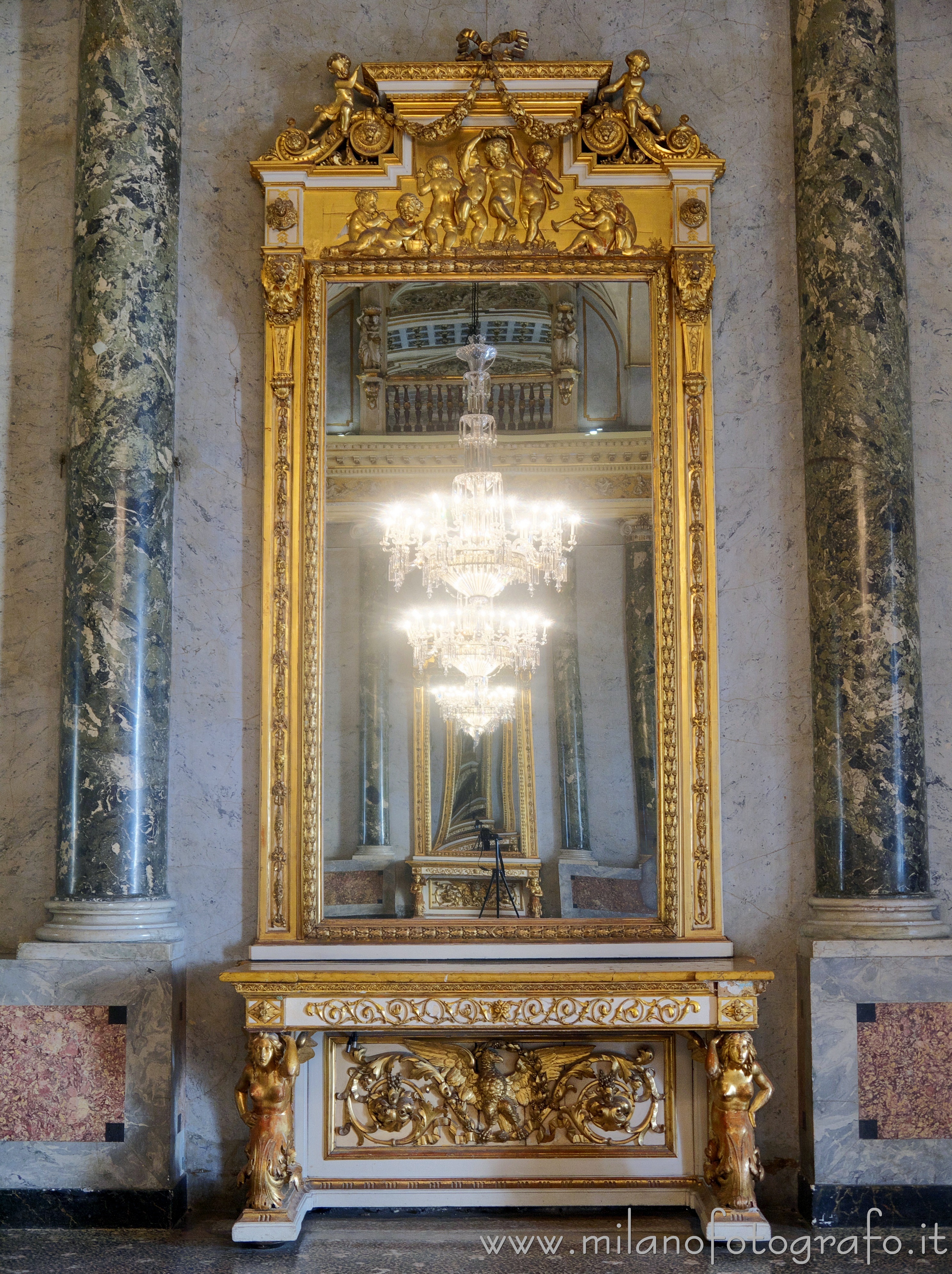 Milan (Italy): Large mirror in the Napoleonic Hall of Serbelloni Palace - Milan (Italy)