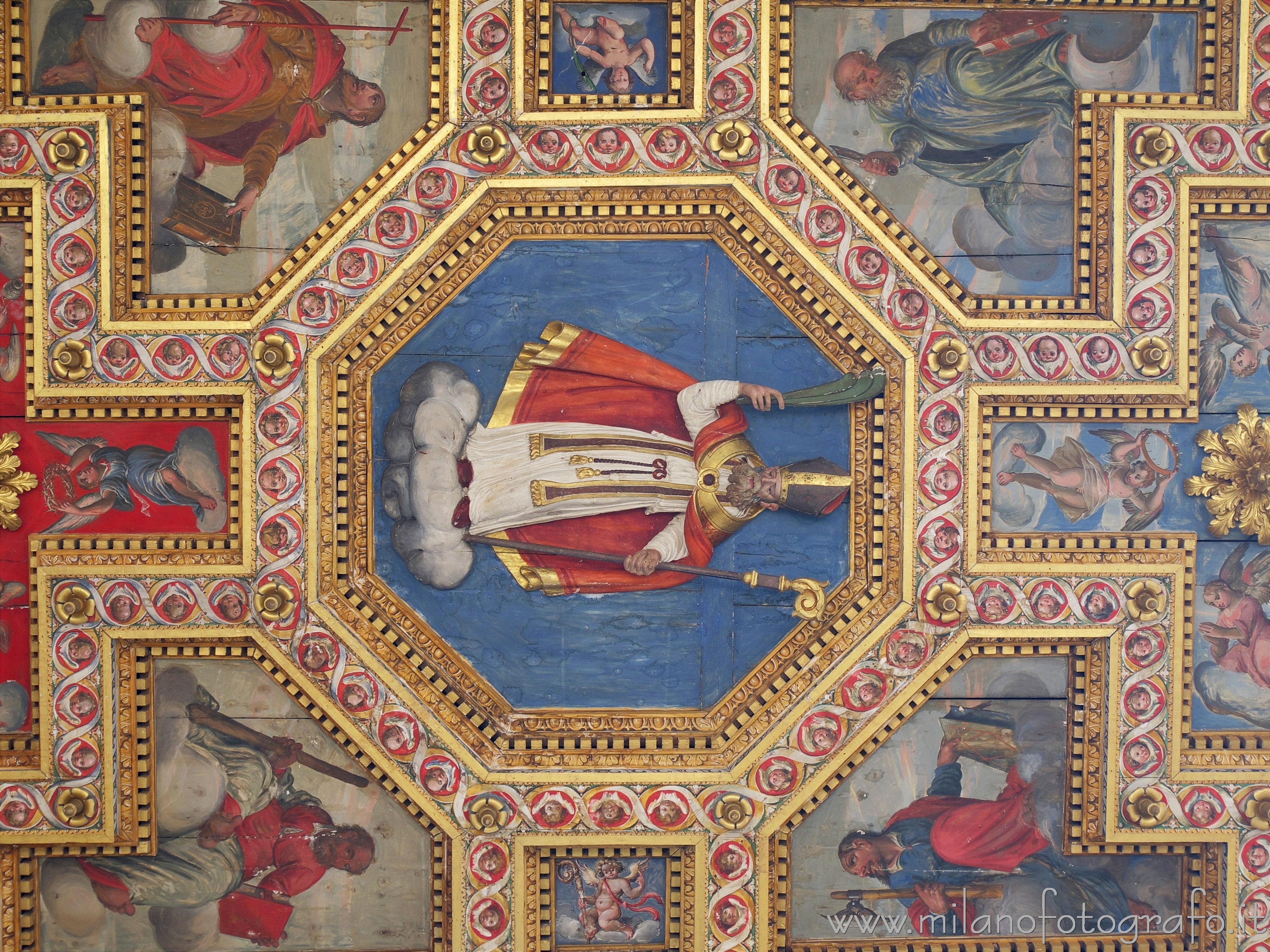 Recanati (Macerata, Italy): Detail of the ceiling of the Concathedral of San Flaviano - Recanati (Macerata, Italy)