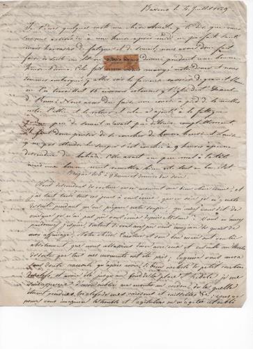 Foglio 1 della prima di 25 lettere scritte da Luisa D'Azeglio durante il suo viaggio a Baden.