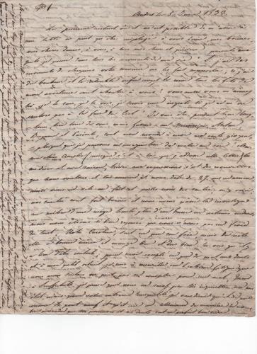 Foglio 1 della prima di 41 lettere scritte da Luisa D'Azeglio durante il suo viaggio a Karlsbad.