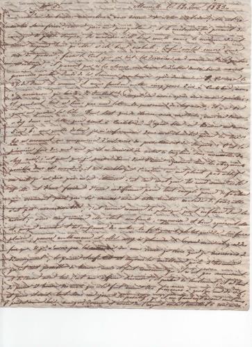 Foglio 1 della quinta di 41 lettere scritte da Luisa D'Azeglio durante il suo viaggio a Karlsbad.