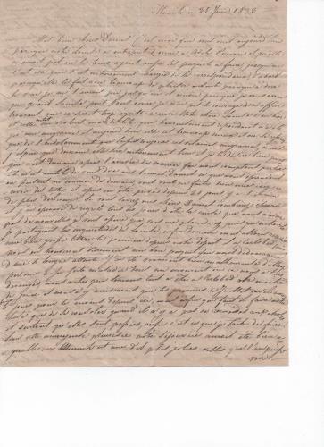 Foglio 1 della settiman di 41 lettere scritte da Luisa D'Azeglio durante il suo viaggio a Karlsbad.